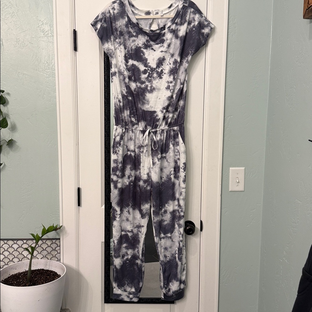 Tie-Dye Jumpsuit with Drawstring Waist